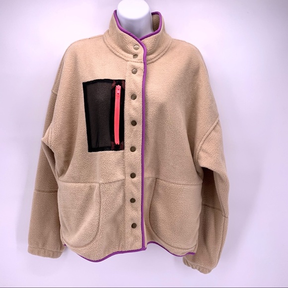 NEW Wild Fable Nude Snap Front Sherpa Jacket - Picture 2 of 7